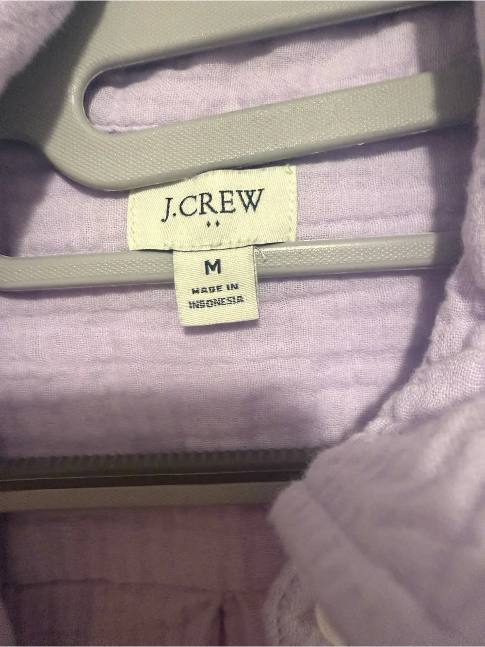 J.Crew Lavender Cotton Gauze Button Down Shirt Size Medium